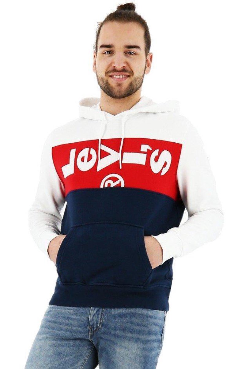 Rechtsaf Gooi Nieuwe aankomst Levi's hoodie logo sweater regular fit rood-wit-blauw., maat L | bol.com