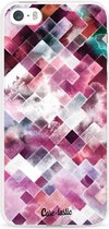 Casetastic Apple iPhone 5 / iPhone 5S / iPhone SE Hoesje - Softcover Hoesje met Design - Watercolor Cubes Print