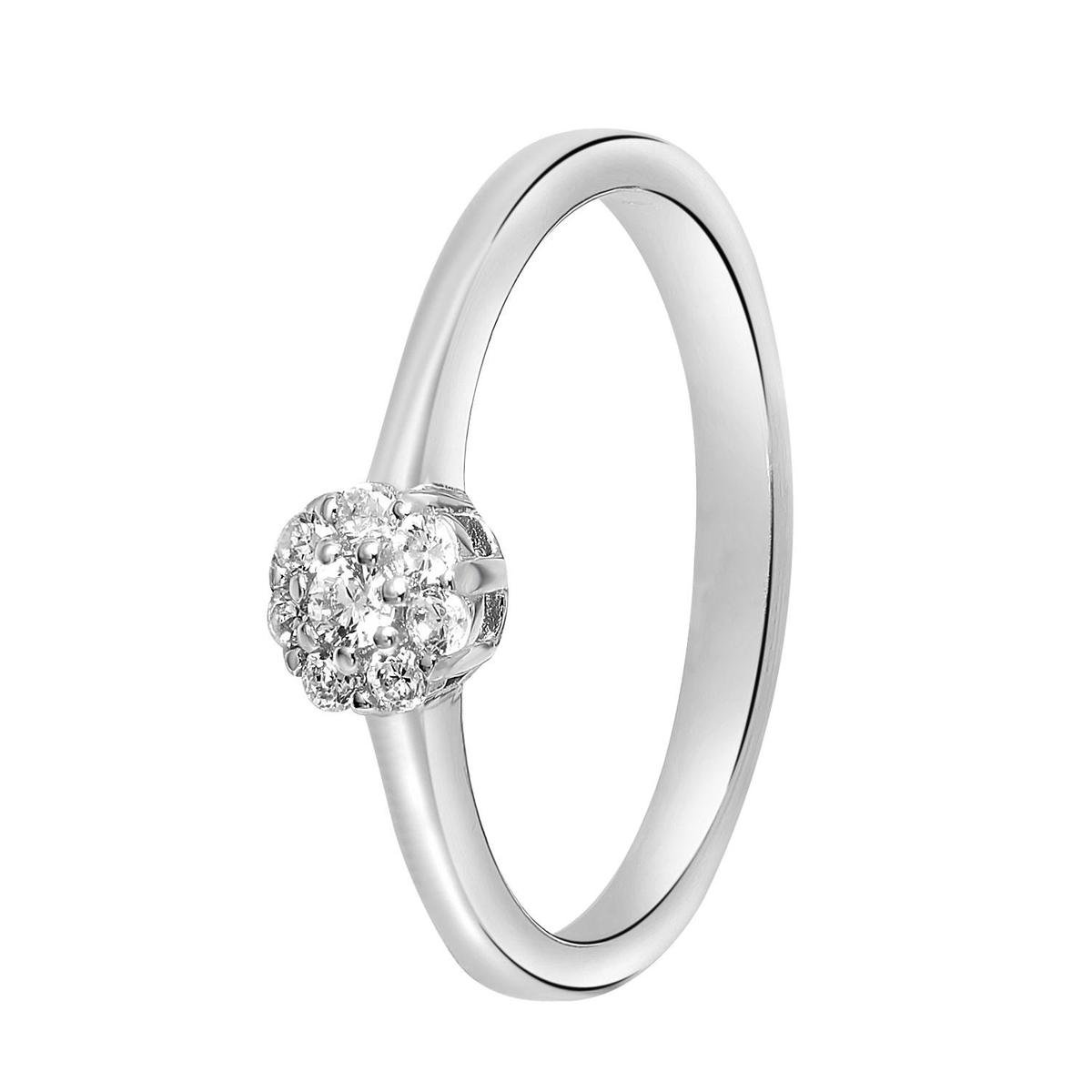 Lucardi - Dames Ring gerhodineerd 4mm met zirkonia - Ring - Cadeau - Echt Zilver - Zilverkleurig