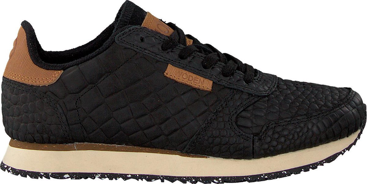 Woden Dames Lage sneakers Ydun Croco - Zwart - Maat 38 | bol.com