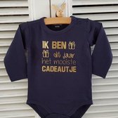 Baby Rompertje Ik ben dit jaar het mooiste cadeautje | Lange mouw | blauw | maat 86-92 |voor de eerste 1e verjaardag 1 een jaar jarig party Cakesmash outfit / first birthday  cadeau eerste Moederdag liefste mama Vaderdag papa