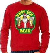 Foute Kersttrui / sweater - oud en nieuw / nieuwjaar trui - happy new beer / bier - rood voor heren - kerstkleding / kerst outfit M (50)