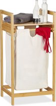 Relaxdays wasmand bamboe - wasbox - mand voor wasgoed - 30 liter - waszak - met plank