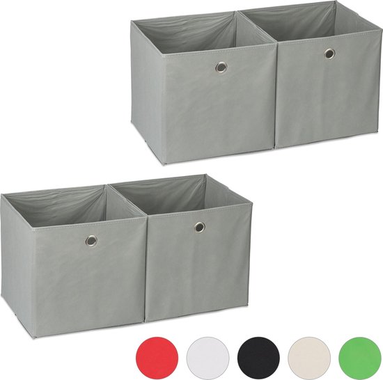 Welke hoffelijkheid ventilatie Relaxdays 4 x opbergbox - stof - opvouwbaar - speelgoed - opbergmand –  opbergen – grijs | bol.com