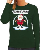 Foute Kersttrui / sweater - de kerstliedjes zijn weer om te janken - Haat aan kerstmuziek / kerstliedjes - groen - dames - kerstkleding / kerst outfit XS (34)