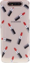 Shop4 - Geschikt voor Samsung Galaxy A80 Hoesje - Zachte Back Case Lipstick Transparant