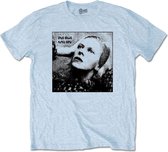 David Bowie Heren Tshirt -L- Hunky Dory Mono Blauw