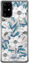 Samsung S20 Plus hoesje siliconen - Bloemen / Floral blauw | Samsung Galaxy S20 Plus case | multi | TPU backcover transparant