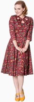 Dancing Days Flare jurk -3XL- AUTUMN LEAVES Rood