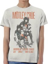 Motley Crue - World Tour Vintage Heren T-shirt - XL - Creme