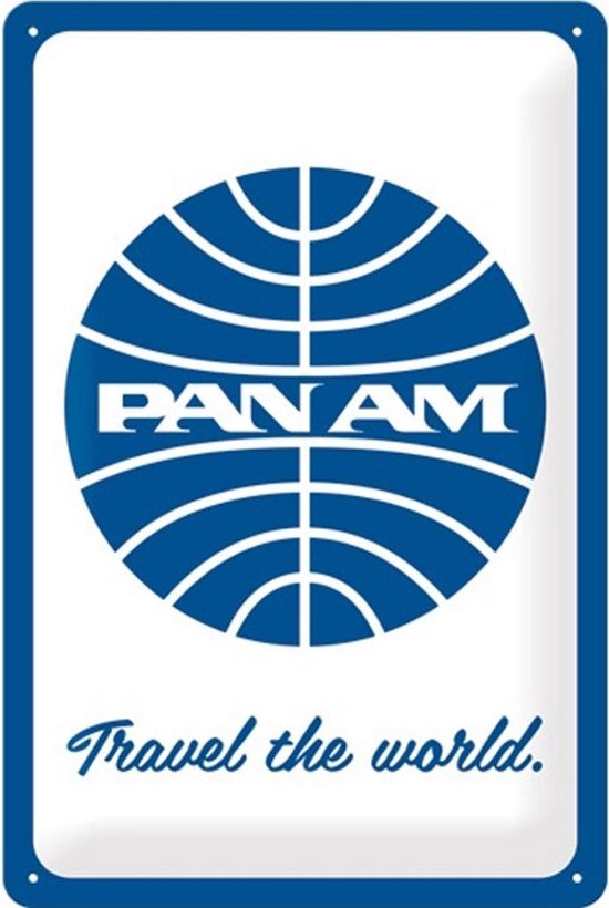 Pan Am Travel The World Metalen Bord - 20 x 30 cm