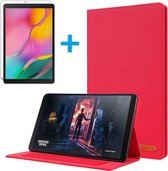 Tablet Hoes geschikt voor Samsung Galaxy Tab A 10.1 (2019) - Book Case met Soft TPU houder + Screenprotector - Rood