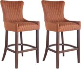 Clp Hanoi 2er Set Barkruk - Vintage Kunstleer - Bruin - Antiek