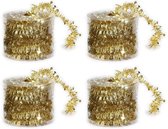4x Dunne kerstslingers goud 3,5 x 700 cm - Guirlandes folie lametta - Gouden kerstboom versieringen
