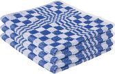 9x Handdoek blauw met blokmotief 50 x 50 cm - Huishoudtextiel - keukendoek / handdoekjes
