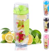 relaxdays waterfles met fruit filter - drinkbus met infuser - BPA-vrij - fruitwater groen