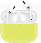 Case Cover voor Apple Airpods Pro - Siliconen design - Wit-Geel
