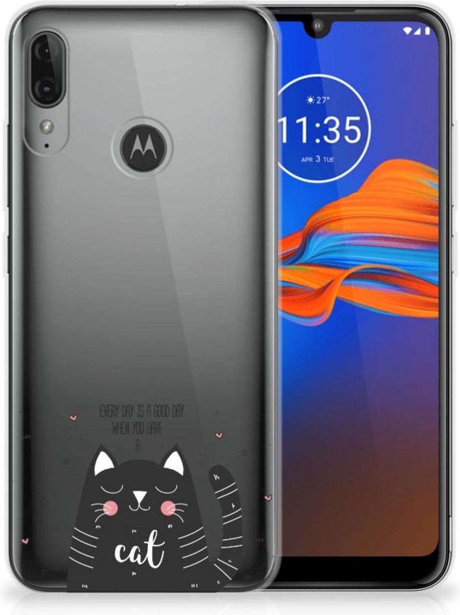Motorola Moto E6 Plus Telefoonhoesje met Naam Cat Good Day