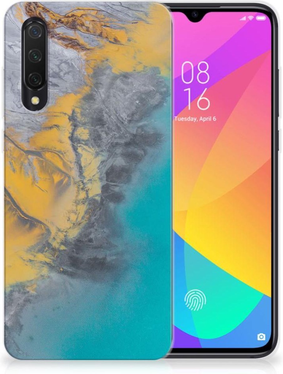 Xiaomi Mi 9 Lite TPU Siliconen Hoesje Marble Blue Gold