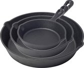 Nuovva Gietijzer - Skillet Braadpan set - 3 Delig - Koekenpan / Cast Iron skillet (15cm-20cm-25cm) - geschikt voor alle warmtebronnen