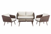 Clp Trosa - Loungeset - 1,25 mm vlak Polyrotan - Bruin gemêleerd - Crème wit 45 cm (donkerbruin)