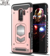 Samsung Galaxy S9 Plus Luxe Armor Case met Pashouder - Rose goud - van Bixb