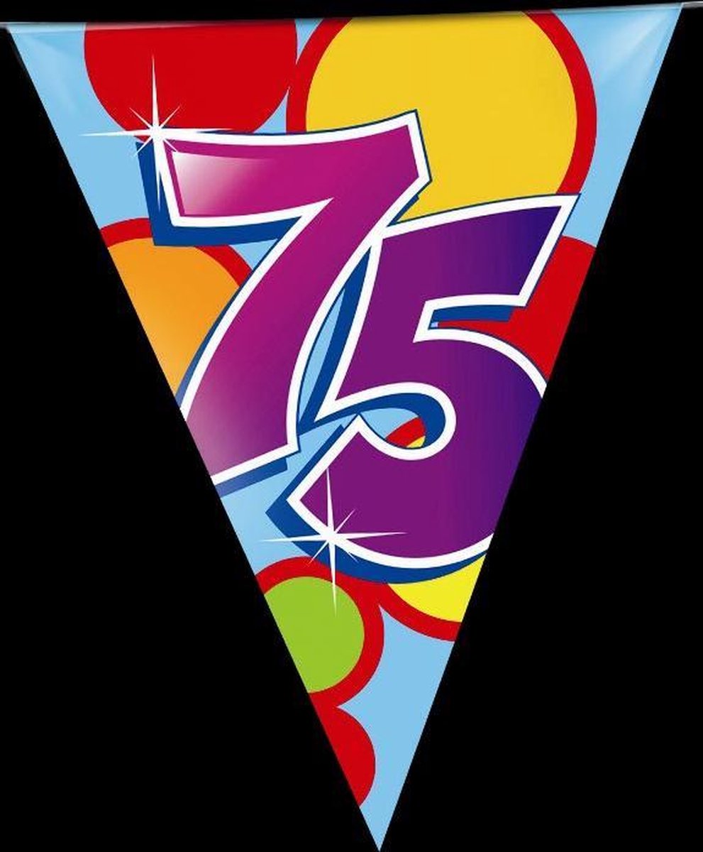 Haza Vlaggetjes - 75 jaar - leeftijd verjaardag - plastic - 10 meter — afbeelding 3