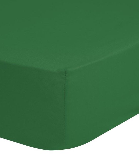 Hoeslaken Katoen Strijkvrij Groen-90 x cm