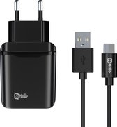 BeHello Oplader QC 3.0 Snellader met USB-C naar USB-A Oplaadkabel - Zwart