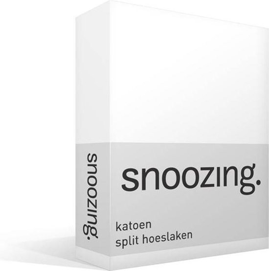 Snoozing - Katoen - Split-hoeslaken - Lits-jumeaux - 200x200 cm - Wit