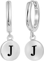 Zilveren oorbellen alfabet rhodiumplated - J
