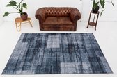 Flycarpets Burano Patchwork Vintage Vloerkleed -  120x160cm - Donkerblauw