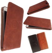 HEM hoes geschikt voor Apple iPhone 5 / 5s / SE (2016) - Luxe Bronzed Brown - Leren Flipcover - Telefoonhoesje Openslaand