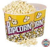 relaxdays popcorn bak - set van 2 stuks - popcorn bakjes XXL - popcornemmer geel