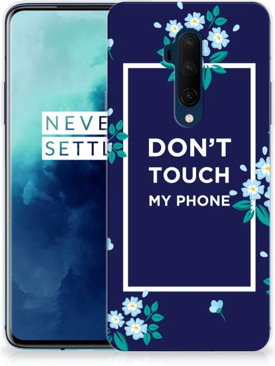 OnePlus 7T Pro Silicone-hoesje Flowers Blue DTMP