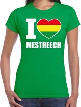 Carnaval I love Mestreech t-shirt groen voor dames XS