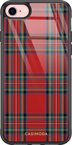 iPhone 8/7 hoesje glass - Tartan rood | Apple iPhone 8 case | Hardcase backcover zwart