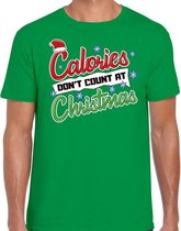 Fout Kerst shirt / t-shirt - Calories dont count at Christmas - groen voor heren - kerstkleding / kerst outfit S (48)