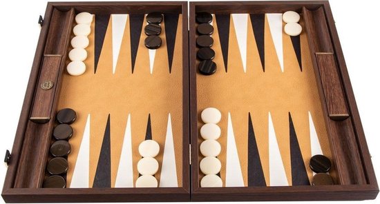 Thumbnail van een extra afbeelding van het spel Lederen Backgammon Ostrich Tote - 48x30 cm - in Bruin leder met Ivoor  Top Kwaliteit