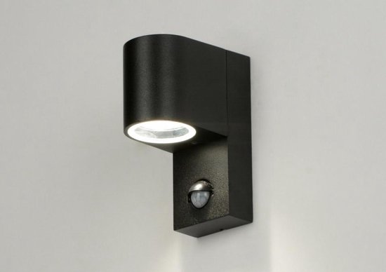 Lumidora Wandlamp 71610 - GU10 - Zwart - Metaal - Buitenlamp - IP44 - Met  Sensor | bol