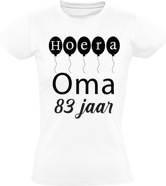 hoera-oma-83-jaar-dames-t-shirt-verjaardag-feest-oma