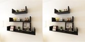 The Living Store Wandplanken - Set van 6 - Onzichtbaar montagesysteem - MDF - Mat zwart - Afm - 60x12x10cm - 45x12x10cm - 30x12x10cm