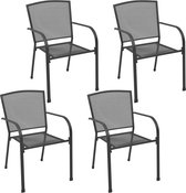 The Living Store Mesh stoelen - Set van 4 - 58.5 x 55 x 88 cm - Antraciet