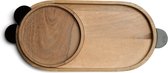Riviera Maison dienbladen set hout, serveerblad Decoratie - RM Metropolitan Serving Tray - Zwart/ Bruin - Mangohout, Aluminium