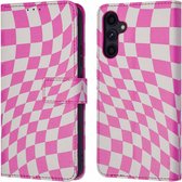 iMoshion Hoesje Geschikt voor Samsung Galaxy A34 (5G) Hoesje Met Pasjeshouder - iMoshion Design Bookcase smartphone - Roze / Retro Pink