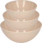 Set de plats de service Plasticforte - 3x pièces - beige - plastique - Dia 20/25/28 cm