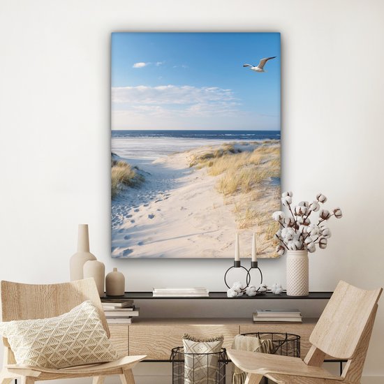 Tableau toile plage - Dunes - Mer - Peintures sur toile - Décoration chambre - Peintures salon - Toile toile - 90x120 cm - Photo sur toile - Décoration murale - Décoration murale