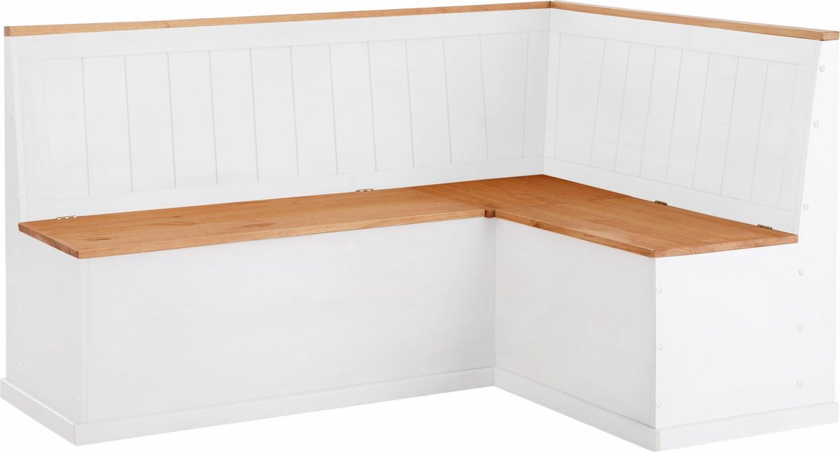 Notio Living Sara – Hoekbank S – Grenenhout met Opbergruimte –Wit & Honing