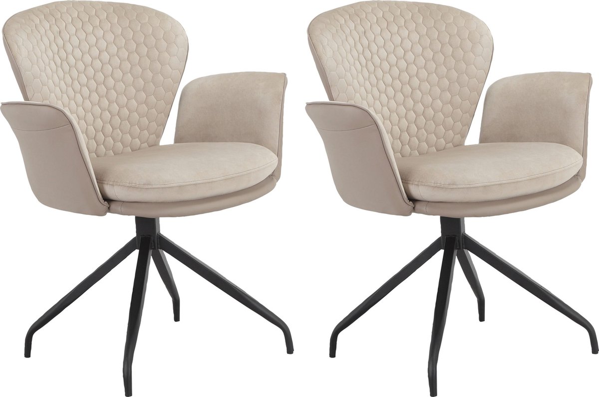 Notio Living Lucia-Eetkamerstoel - 2 Pack - Taupe Bruin