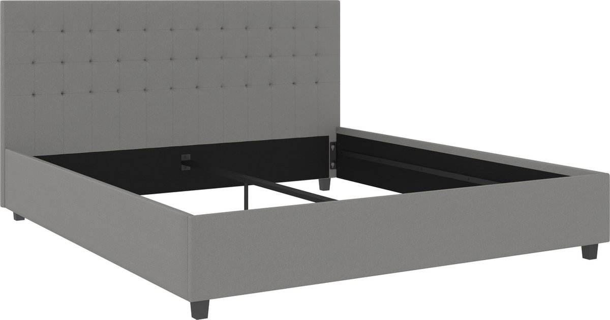 Emily|Bed 180x200 cm in Light Grey Fabric